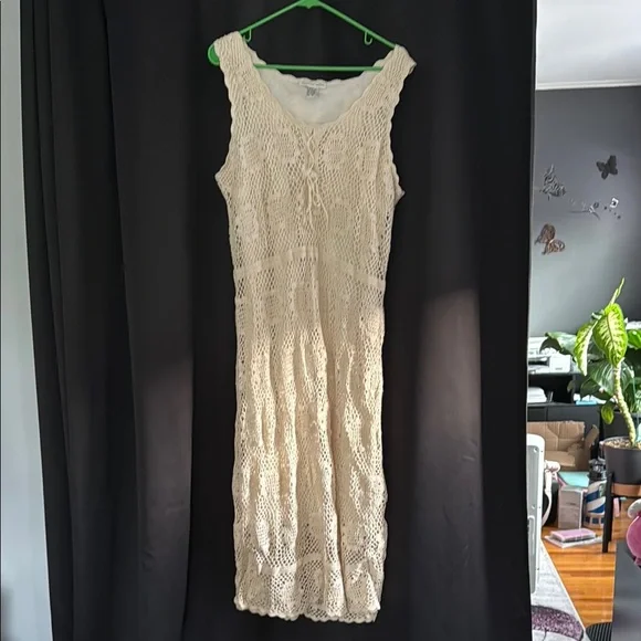 Newport News Crochet Cream Dress and Jacket Set - Picture 3 of 6